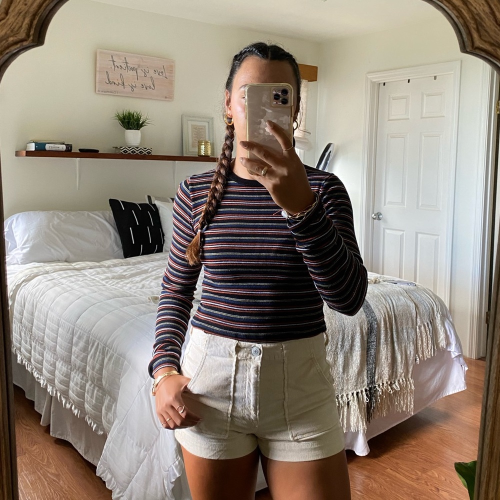 Brandy Melville Striped Cropped Long Sleeve